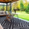 Outdoor Rug for Patio Clearance, Reversible Plastic Camping Rugs, 5'x8', Black & Gray - Image 3
