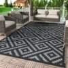 Outdoor Rug for Patio Clearance, Reversible Plastic Camping Rugs, 5'x8', Black & Gray